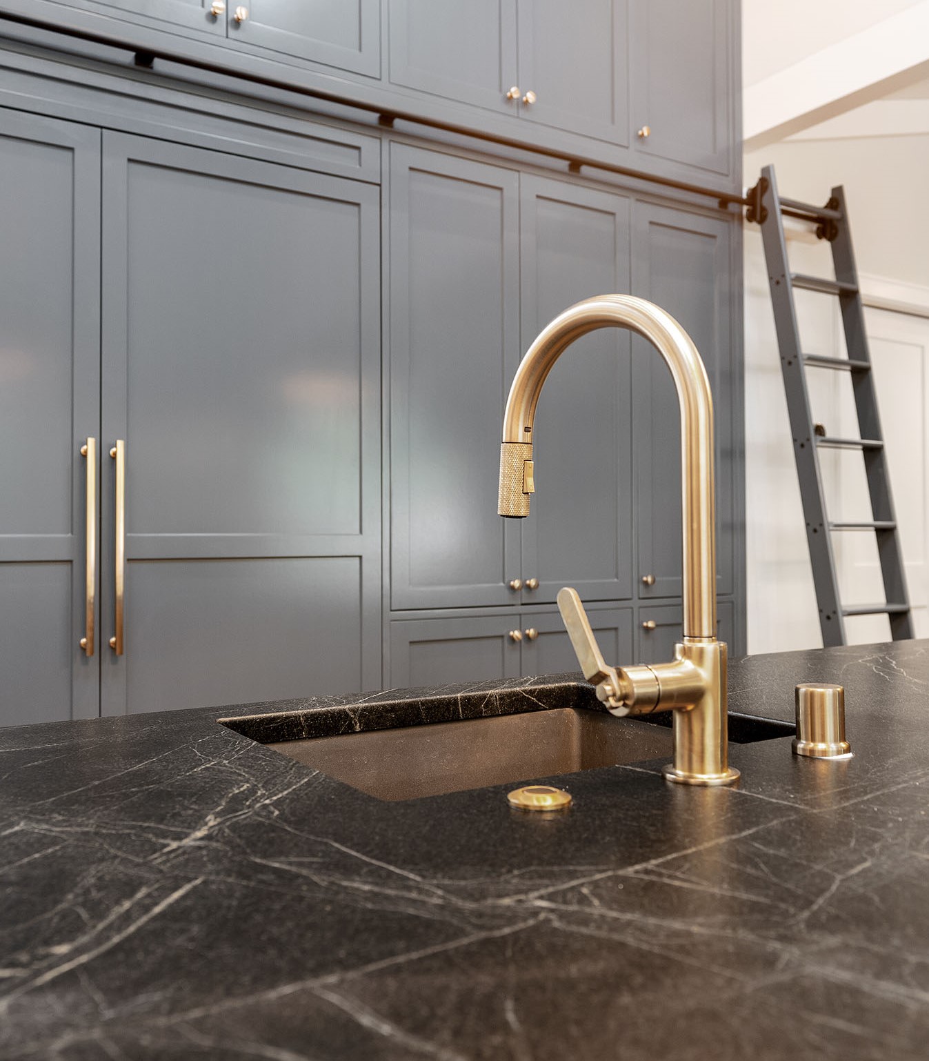 close up of soapstone kitchen countertop